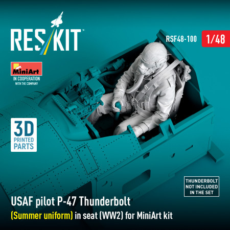 Shop USAF pilot P-47 Thunderbolt (Summer uniform) in seat (WW2) for MiniArt kit (3D Printed) (1/48) Scale Plastic Models Kits. Accessories and Resin Parts. Reskit online Store