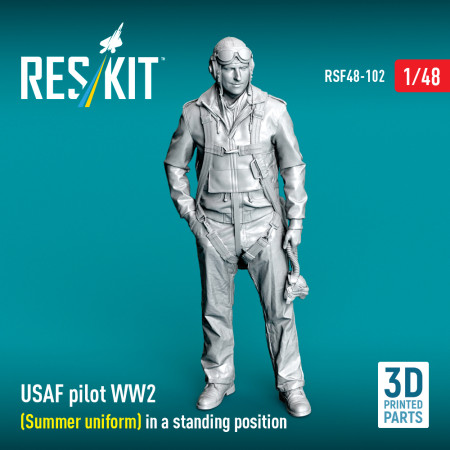 Shop USAF pilot WW2 (Summer uniform) in a standing position (3D Printed) (1/48) Scale Plastic Models Kits. Accessories and Resin Parts. Reskit online Store