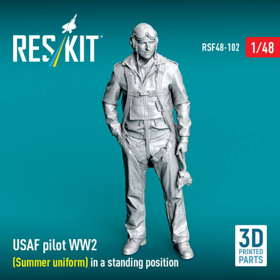 Shop USAF pilot WW2 (Summer uniform) in a standing position (3D Printed) (1/48) Scale Plastic Models Kits. Accessories and Resin Parts. Reskit online Store