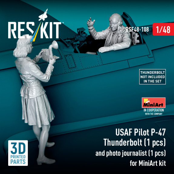 Shop USAF pilot P-47 Thunderbolt (1 pcs) and photo journalist (1 pcs) for MiniArt kit (3D Printed) (1/48) Scale Plastic Models Kits. Accessories and Resin Parts. Reskit online Store