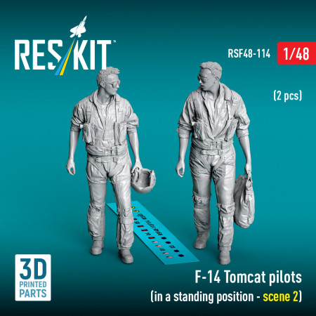 Shop F-14 Tomcat pilots (in a standing position - scene 2) (2 pcs) (3D Printed) (1/48) Scale Plastic Models Kits. Accessories and Resin Parts. Reskit online Store