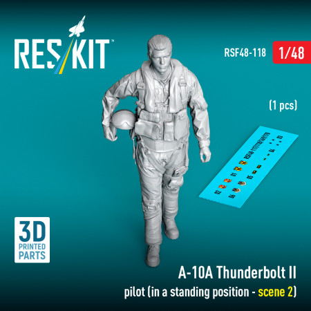 Shop A-10A Thunderbolt II pilot (in a standing position - scene 2) (1 pcs) (3D Printed) (1/48) Scale Plastic Models Kits. Accessories and Resin Parts. Reskit online Store