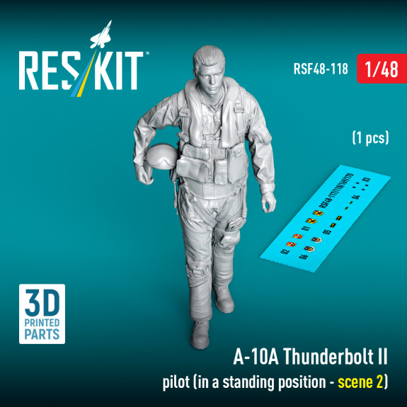 Shop A-10A Thunderbolt II pilot (in a standing position - scene 2) (1 pcs) (3D Printed) (1/48) Scale Plastic Models Kits. Accessories and Resin Parts. Reskit online Store