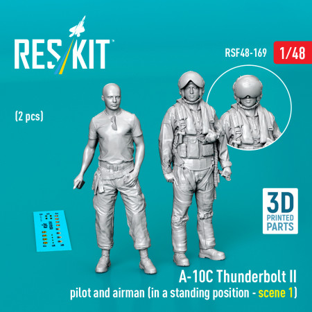 Shop A-10C Thunderbolt II pilot and airman (in a standing position - scene 1) (2 pcs) (3D Printed) (1/48) Scale Plastic Models Kits. Accessories and Resin Parts. Reskit online Store