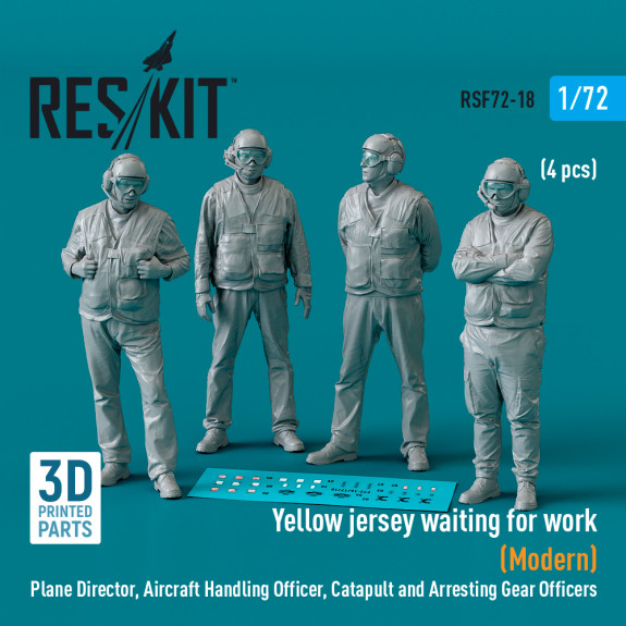 Shop Yellow jersey waiting for work (Modern) Plane Director, Aircraft Handling Officer, Catapult and Arresting Gear Officers (4 pcs) (3D Printed) (1/72) Scale Plastic Models Kits. Accessories and Resin Parts. Reskit online Store