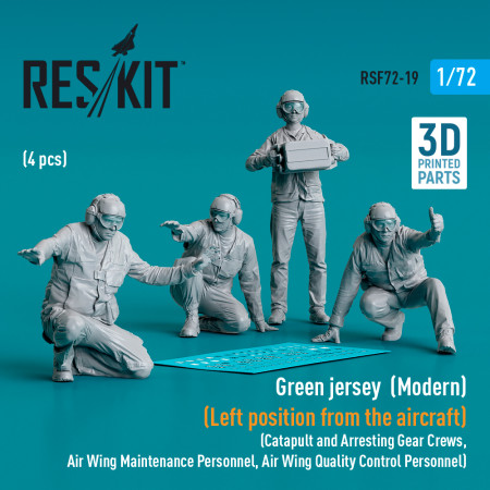Shop Green jersey  (Modern) (Left position from the aircraft) (Catapult and Arresting Gear Crews, Air Wing Maintenance Personnel, Air Wing Quality Control Personnel) (4 pcs) (3D Printed) (1/72) Scale Plastic Models Kits. Accessories and Resin Parts. Reskit online Store