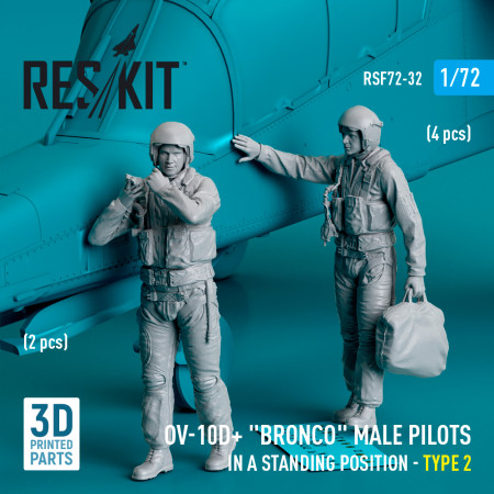 Shop OV-10D+ "Bronco" male pilots (in a standing position - type 2) (2 pcs) (3D Printed) (1/72) Scale Plastic Models Kits. Accessories and Resin Parts. Reskit online Store