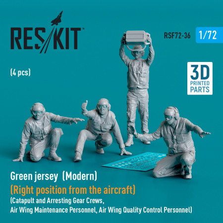 Shop Green jersey (Modern) (Right position from the aircraft) Catapult and Arresting Gear Crews, Air Wing Maintenance Personnel, Air Wing Quality Control Personnel (4 pcs) (3D Printed) (1/72) Scale Plastic Models Kits. Accessories and Resin Parts. Reskit online Store