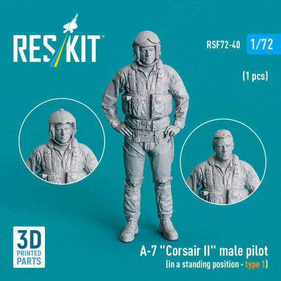 Shop A-7 "Corsair II" male pilot (in a standing position - type 1) (1 pcs) (3D Printed) (1/72) Scale Plastic Models Kits. Accessories and Resin Parts. Reskit online Store
