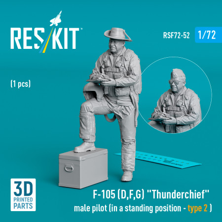 Shop F-105 (D,F,G) "Thunderchief" male pilot (in a standing position - type 2 ) (1 pcs) (3D Printed) (1/72) Scale Plastic Models Kits. Accessories and Resin Parts. Reskit online Store