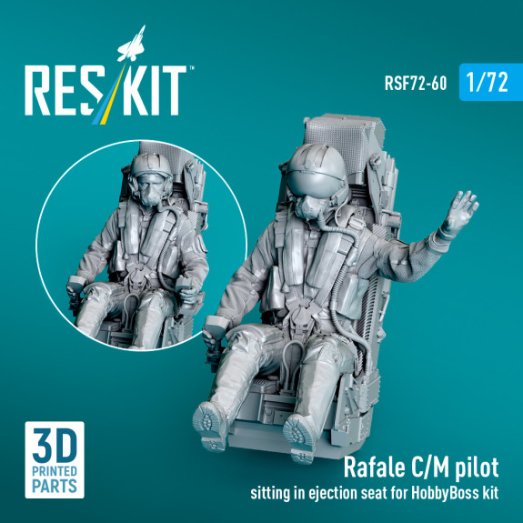 Shop Rafale C/M pilot sitting in ejection seat for HobbyBoss kit (1 pcs) (3D Printed) (1/72) Scale Plastic Models Kits. Accessories and Resin Parts. Reskit online Store