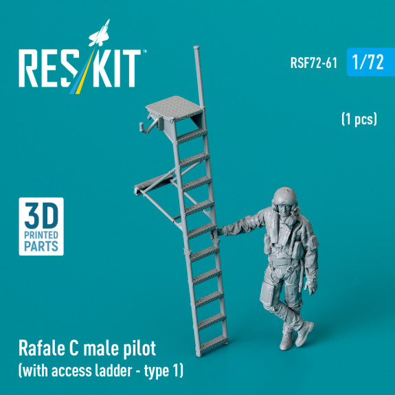 Shop Rafale C male pilot with access ladder (type 1) (1 pcs) (3D Printed) (1/72) Scale Plastic Models Kits. Accessories and Resin Parts. Reskit online Store