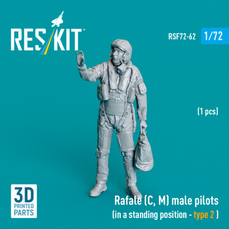 Shop Rafale (C, M) male pilot (in a standing position - type 2) (1 pcs) (3D Printed) (1/72) Scale Plastic Models Kits. Accessories and Resin Parts. Reskit online Store
