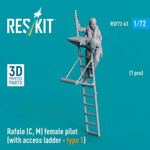 Shop Rafale (C, M) female pilot (with access ladder - type 1) (1 pcs) (3D Printed) (1/72) Scale Plastic Models Kits. Accessories and Resin Parts. Reskit online Store