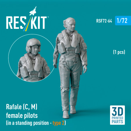 Shop Rafale (C, M) female pilot (in a standing position - type 2) (1 pcs) (3D Printed) (1/72) Scale Plastic Models Kits. Accessories and Resin Parts. Reskit online Store