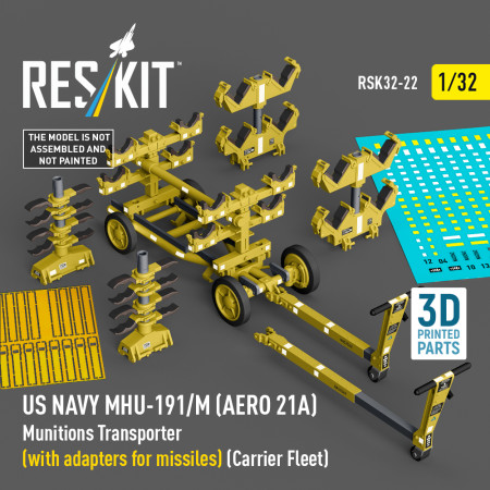 Shop US NAVY MHU-191/M (AERO 21A) Munitions Transporter (with adapters for missiles) (Carrier Fleet) (3D Printed model kit) (1/32) Scale Plastic Models Kits. Accessories and Resin Parts. Reskit online Store