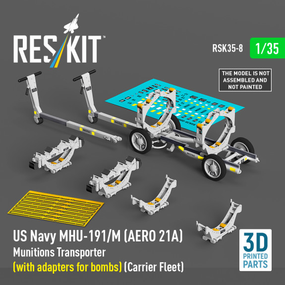 Shop US NAVY MHU-191/M (AERO 21A) Munitions Transporter (with adapters for bombs) (Carrier Fleet) (3D Printed model kit) (1/35) Scale Plastic Models Kits. Accessories and Resin Parts. Reskit online Store