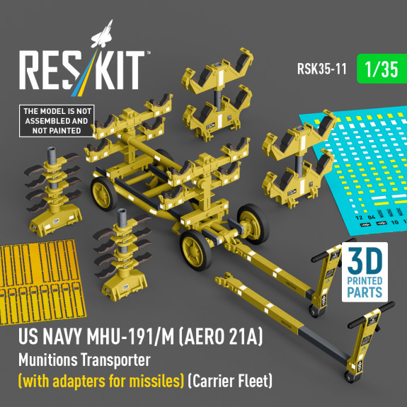 Shop US NAVY MHU-191/M (AERO 21A) Munitions Transporter (with adapters for missiles) (Carrier Fleet) (3D Printed model kit) (1/35) Scale Plastic Models Kits. Accessories and Resin Parts. Reskit online Store