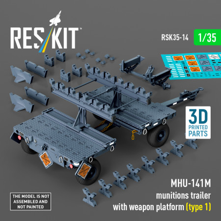 Shop MHU-141M munitions trailer with weapon platform (type 1) (3D Printed model kit) (1/35) Scale Plastic Models Kits. Accessories and Resin Parts. Reskit online Store