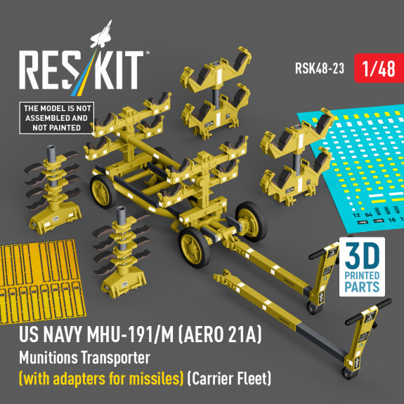 Shop US NAVY MHU-191/M (AERO 21A) Munitions Transporter (with adapters for missiles) (Carrier Fleet) (3D Printed model kit) (1/48) Scale Plastic Models Kits. Accessories and Resin Parts. Reskit online Store