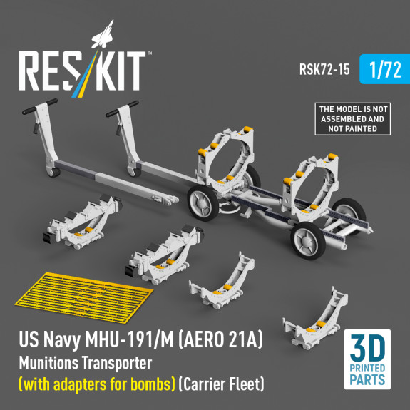 Shop US NAVY MHU-191/M (AERO 21A) Munitions Transporter (with adapters for bombs) (Carrier Fleet, C-130) (3D Printed model kit) (1/72) Scale Plastic Models Kits. Accessories and Resin Parts. Reskit online Store