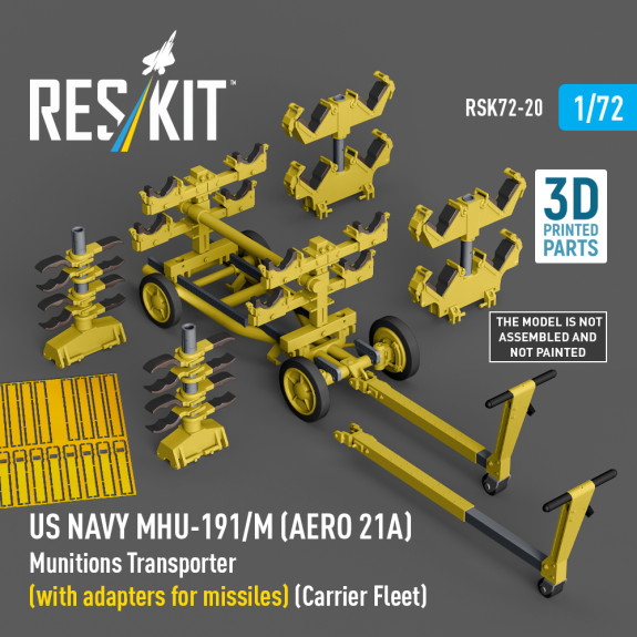 Shop US NAVY MHU-191/M (AERO 21A) Munitions Transporter (with adapters for missiles) (Carrier Fleet, C-130) (3D Printed model kit) (1/72) Scale Plastic Models Kits. Accessories and Resin Parts. Reskit online Store