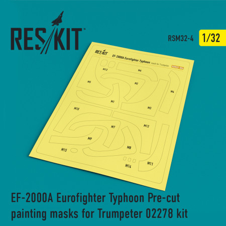 Shop EF-2000A Eurofighter Typhoon Pre-cut painting masks for Trumpeter 02278 kit (1/32) Scale Plastic Models Kits. Accessories and Resin Parts. Reskit online Store