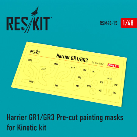Shop Harrier GR1/GR3 Pre-cut painting masks for Kinetic kit (1/48) Scale Plastic Models Kits. Accessories and Resin Parts. Reskit online Store