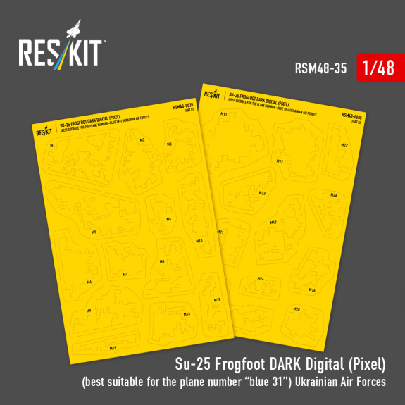 Shop Su-25 Frogfoot DARK Digital (Pixel) (best suitable for the plane number “blue 31”) Ukrainian Air Forces (Pre-cut painting masks )(1/48) Scale Plastic Models Kits. Accessories and Resin Parts. Reskit online Store