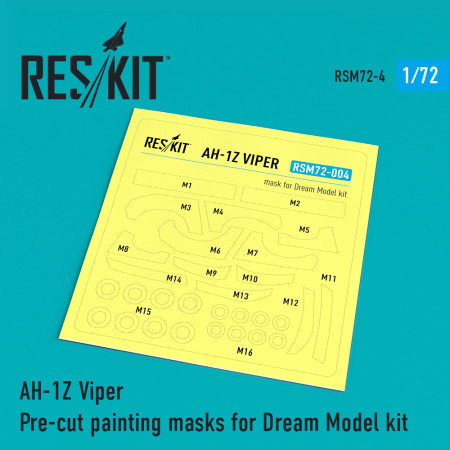 Shop AH-1Z "Viper" Pre-cut painting masks for Dream Model kit (1/72) Scale Plastic Models Kits. Accessories and Resin Parts. Reskit online Store