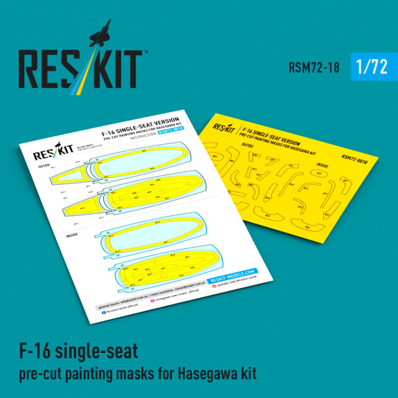 F-16 single-seat version Pre-cut painting masks for Hasegawa kit (1/72) Shop F-16 single-seat version Pre-cut painting masks for Hasegawa kit (1/72) Scale Plastic Models Kits. Accessories and Resin Parts. Reskit online Store