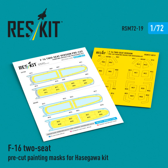 F-16 two-seat version Pre-cut painting masks for Hasegawa kit (1/72) Shop F-16 two-seat version Pre-cut painting masks for Hasegawa kit (1/72) Scale Plastic Models Kits. Accessories and Resin Parts. Reskit online Store