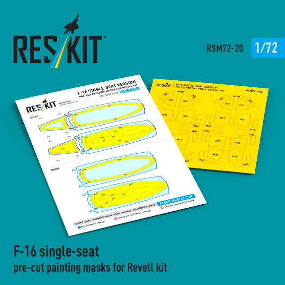 F-16 single-seat version Pre-cut painting masks for Revell kit (1/72) Shop F-16 single-seat version Pre-cut painting masks for Revell kit (1/72) Scale Plastic Models Kits. Accessories and Resin Parts. Reskit online Store