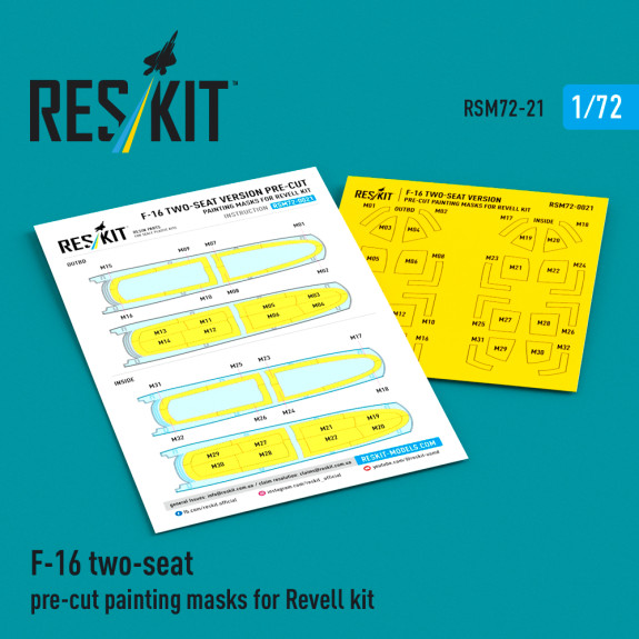F-16 two-seat version Pre-cut painting masks for Revell kit (1/72) Shop F-16 two-seat version Pre-cut painting masks for Revell kit (1/72) Scale Plastic Models Kits. Accessories and Resin Parts. Reskit online Store