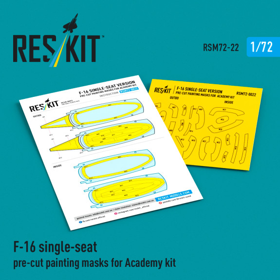 F-16 single-seat version Pre-cut painting masks for Academy kit (1/72) Shop F-16 single-seat version Pre-cut painting masks for Academy kit (1/72) Scale Plastic Models Kits. Accessories and Resin Parts. Reskit online Store