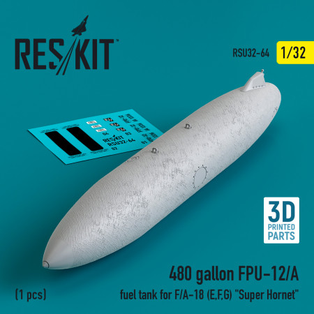 Shop 480 gallon FPU-12/A fuel tank for F/A-18 (E,F,G) "Super Hornet" (1 pcs) (3D Printed) (1/32) Scale Plastic Models Kits. Accessories and Resin Parts. Reskit online Store