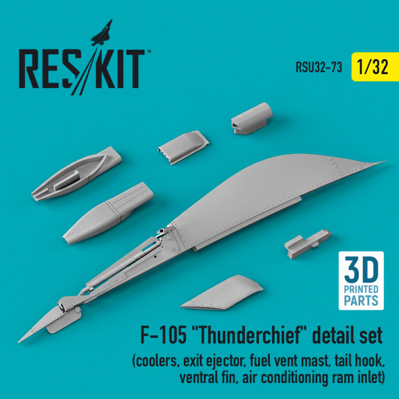 Shop F-105 "Thunderchief" detail set (coolers, exit ejector, fuel vent mast, tail hook,ventral fin, air conditioning ram inlet) (3D Printed) (1/32) Scale Plastic Models Kits. Accessories and Resin Parts. Reskit online Store