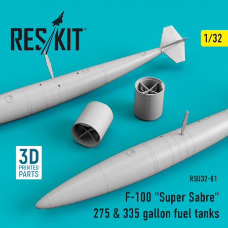 F-100 "Super Sabre" 275 & 335 gallon fuel tanks (1/32) Shop F-100 "Super Sabre" 275 & 335 gallon fuel tanks (1/32) Scale Plastic Models Kits. Accessories and Resin Parts. Reskit online Store