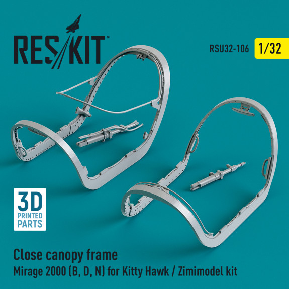 Shop Close canopy frame Mirage 2000 (B,D,N) for Kitty Hawk / Zimimodel kit (3D Printed) (1/32) Scale Plastic Models Kits. Accessories and Resin Parts. Reskit online Store