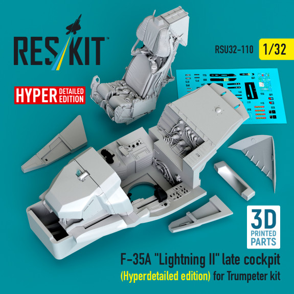 Shop F-35A "Lightning II" late cockpit (Hyperdetailed edition) for Trumpeter kit (3D Printed) (1/32) Scale Plastic Models Kits. Accessories and Resin Parts. Reskit online Store