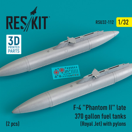 F-4 "Phantom II" late 370 gallon fuel tanks (Royal Jet) with pylons (2 pcs) (3D Printed) (1/32) Shop F-4 "Phantom II" late 370 gallon fuel tanks (Royal Jet) with pylons (2 pcs) (3D Printed) (1/32) Scale Plastic Models Kits. Accessories and Resin Parts. Reskit online Store