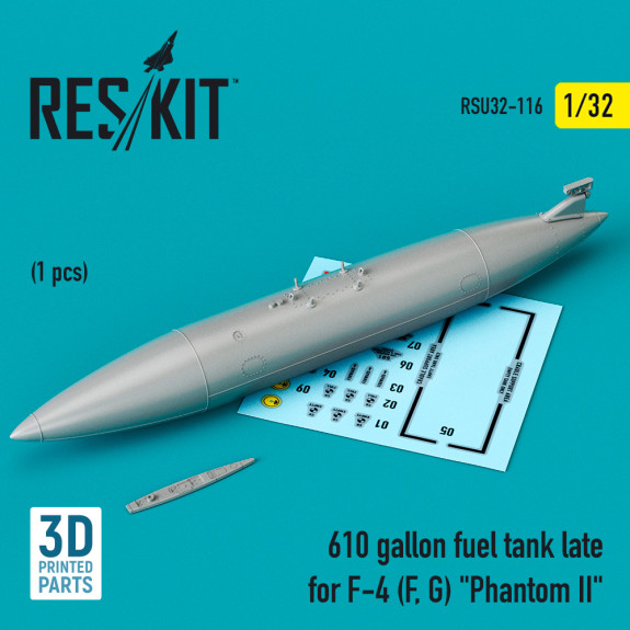 Shop 610 gallon fuel tank late for F-4 (F, G) "Phantom II" (3D Printed) (1/32) Scale Plastic Models Kits. Accessories and Resin Parts. Reskit online Store