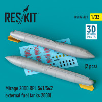 Mirage 2000 RPL 541/542 external fuel tanks 2000lt (2 pcs) (3D Printed) (1/32) Shop Mirage 2000 RPL 541/542 external fuel tanks 2000lt (2 pcs) (3D Printed) (1/32) Scale Plastic Models Kits. Accessories and Resin Parts. Reskit online Store