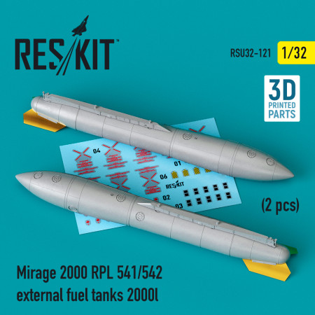 Mirage 2000 RPL 541/542 external fuel tanks 2000lt (2 pcs) (3D Printed) (1/32) Shop Mirage 2000 RPL 541/542 external fuel tanks 2000lt (2 pcs) (3D Printed) (1/32) Scale Plastic Models Kits. Accessories and Resin Parts. Reskit online Store