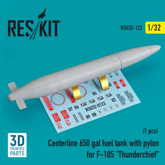 Shop Centerline 650 gal fuel tank with pylons for F-105 "Thunderchief" (1 pcs) (3D Printed) (1/32) Scale Plastic Models Kits. Accessories and Resin Parts. Reskit online Store