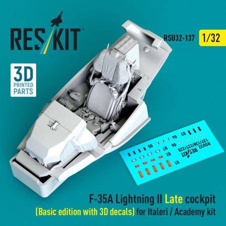 F-35A Lightning II late cockpit (Basic edition with 3D decals) for Italeri / Academy kit (3D Printed) (1/32) Shop F-35A Lightning II late cockpit (Basic edition with 3D decals) for Italeri / Academy kit (3D Printed) (1/32) Scale Plastic Models Kits. Accessories and Resin Parts. Reskit online Store
