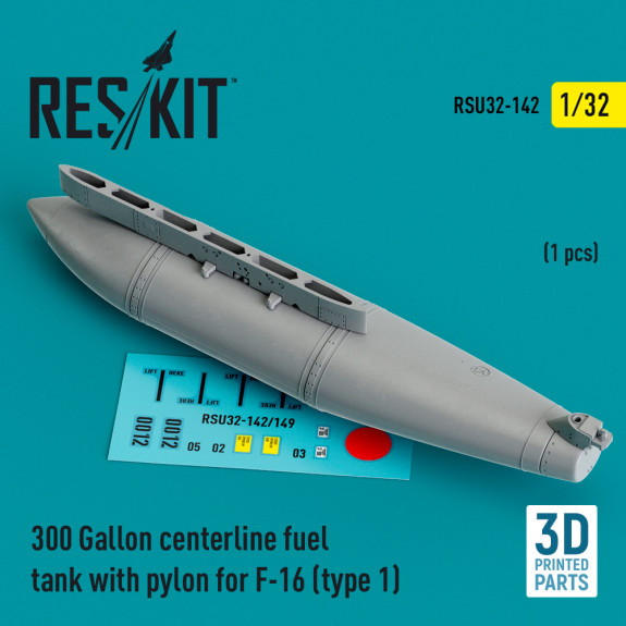 Shop 300 Gallon centerline fuel tank with pylon for F-16 (type 1) (1 pcs) (3D Printed) (1/32) Scale Plastic Models Kits. Accessories and Resin Parts. Reskit online Store