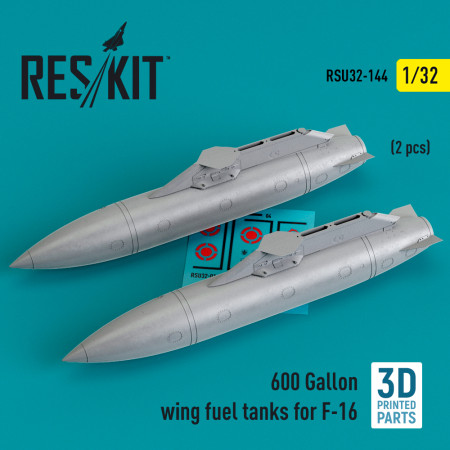 Shop 600 Gallon wing fuel tanks for F-16 (2 pcs) (3D Printed) (1/32) Scale Plastic Models Kits. Accessories and Resin Parts. Reskit online Store
