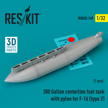 Shop 300 Gallon centerline fuel tank with pylon for F-16 (type 2) (1 pcs) (3D Printed) (1/32) Scale Plastic Models Kits. Accessories and Resin Parts. Reskit online Store