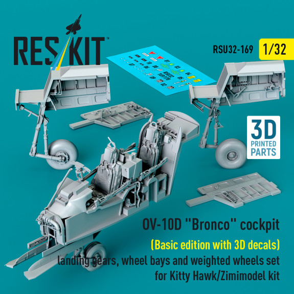 Shop OV-10D "Bronco" cockpit (Basic edition with 3D decals) landing gears, wheel bays and weighted wheels set for Kitty Hawk/Zimimodel kit (3D Printed) (1/32) Scale Plastic Models Kits. Accessories and Resin Parts. Reskit online Store
